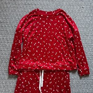 Auden Red Pajama Set with White Christmas trees